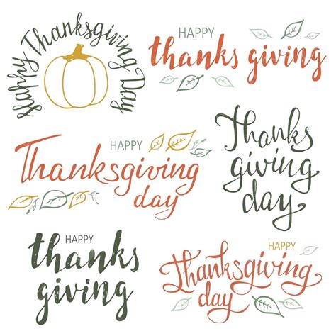 Hand Drawn Happy Thanksgiving Typography Calligraphy Lettering Vector