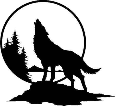 Wolf Howling At Moon Clipart Howling Wolf Moon Vector Wolves Royalty