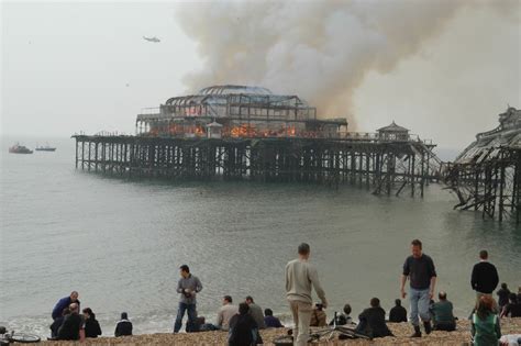 Brightons West Pier Burning Brighton Brighton And Hove England Travel