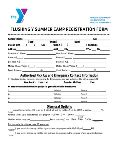 sample summer camp registration forms