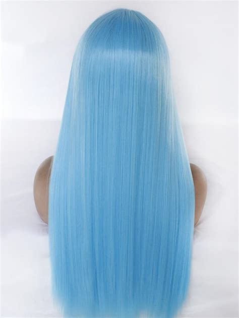 4516 Light Blue Long Straight Lace Front Wig Synthetic Wigs Babalahair
