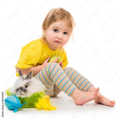 Little Girl With A Rabbit Stock Foto Adobe Stock