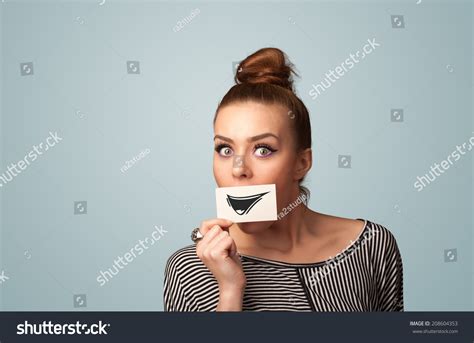 Happy Cute Girl Holding Paper Funny Stock Photo 208604353 Shutterstock