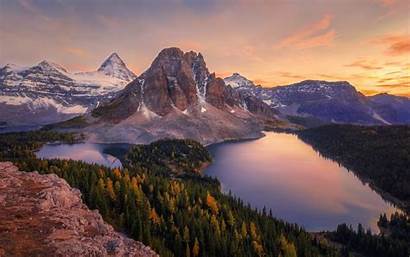 Mountain Sunset Mountains Canada Forest Lakes Wallpapers