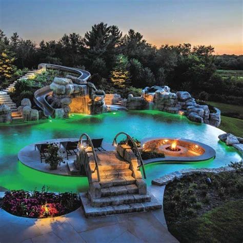 Unique Pool Backyard Waterfall Slide Designs Dream Backyard Pool