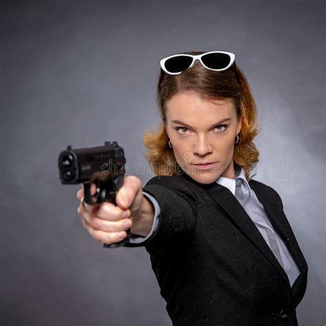 Sexy Detective Woman Holding Gun Silhouette Stock Photos Free