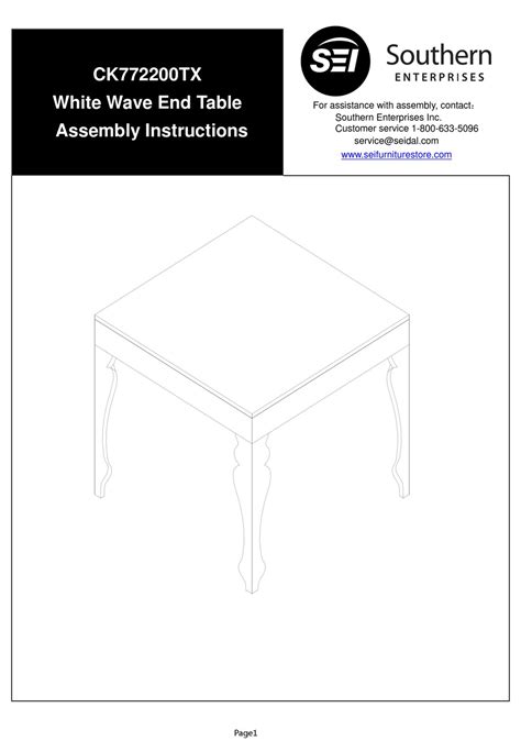 Southern Enterprises Ck772200tx Assembly Instructions Manual Pdf