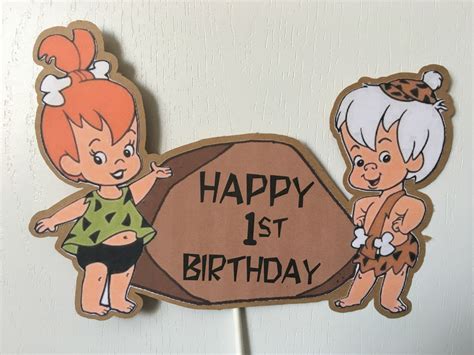 Pebbles Flintstone And Bam Bam Rubble Centerpiece Cake Topper Etsy