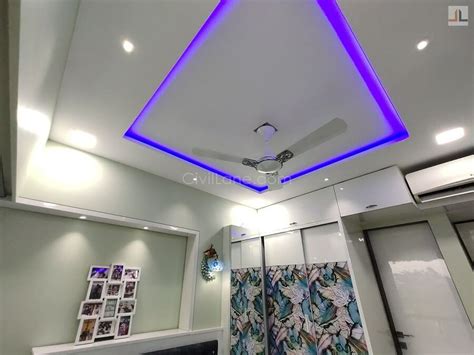 Led strip lights and interior design blog. Small Bedroom False Ceiling Design Square Blue LED Strip ...