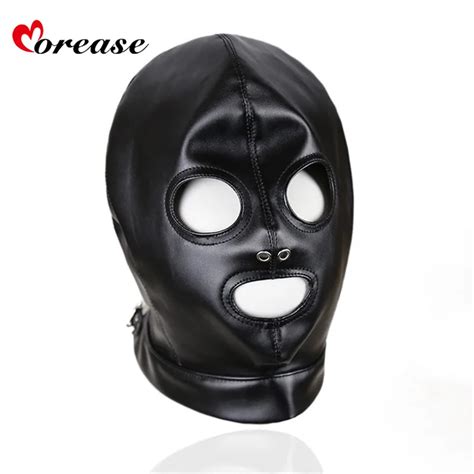 Party Cosplay Mask Sexy Bondage Leather Hood Bdsm Erotic Adult Games Fetish Sex Toy Restraint