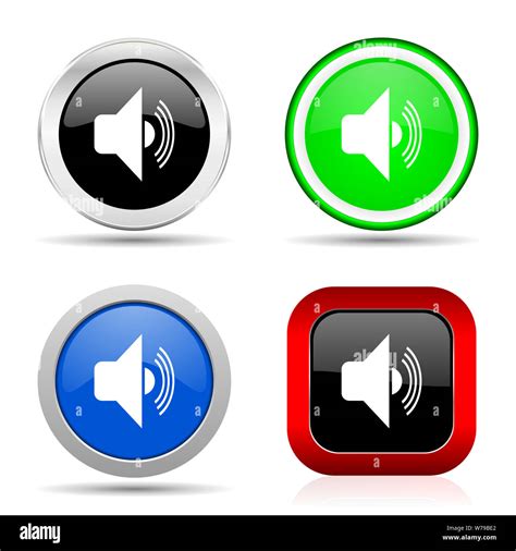 Volume Red Blue Green And Black Web Glossy Icon Set In 4 Options