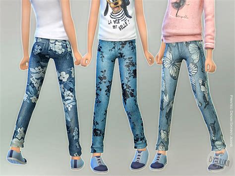 The Sims Resource Printed Denim Skinny Jeans Needs Get To Work