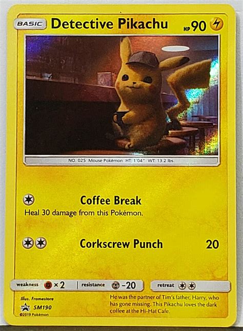 Pokemon Detective Pikachu Sm190 Holo Sun And Moon Promo Movie 2019