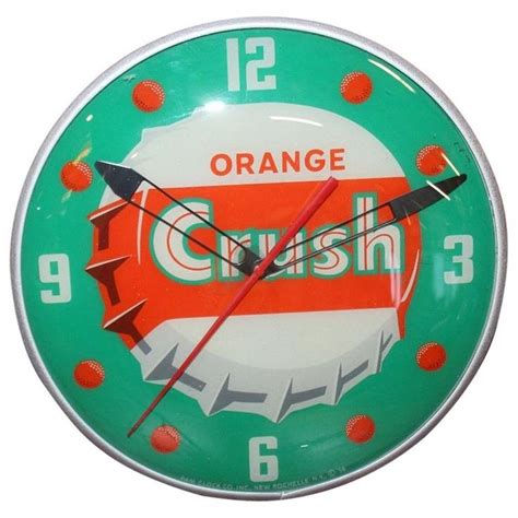1956 Orange Crush Soda Advertising Glass Pam Clock Advertising Clocks