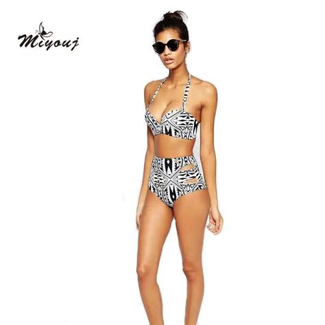 Miyouj 2018 Sexy Leopard Swimsuit Women Push Up Bikini Set Bathing Suits Halter High Waisted
