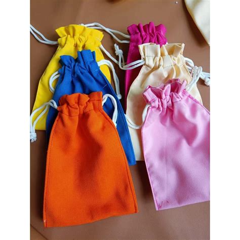 Kantong Pouch Koin Pouch Serut Drill Pouch Polos 10 X 15 Shopee