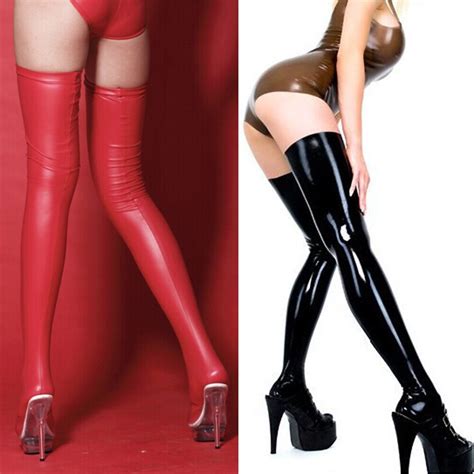 Faux Pu Leather Long Stockings Women Sexy Over Knee Long Thigh