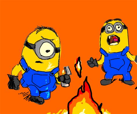 Minions Jumping Around A Campfire Drawception