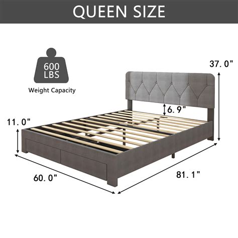 Uhomepro Upholstered Platform Bed Frame Modern Queen Size Storage Bed Frame With Upholstered