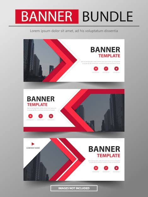 Premium Vector Red Banner Bundle Business Banner Layout Template