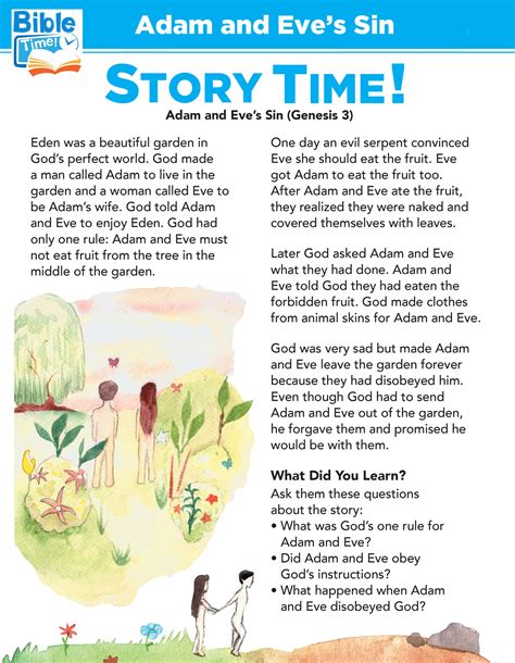 Adam And Eve Kids Bible Story For Childrens Church Lessons Childrens