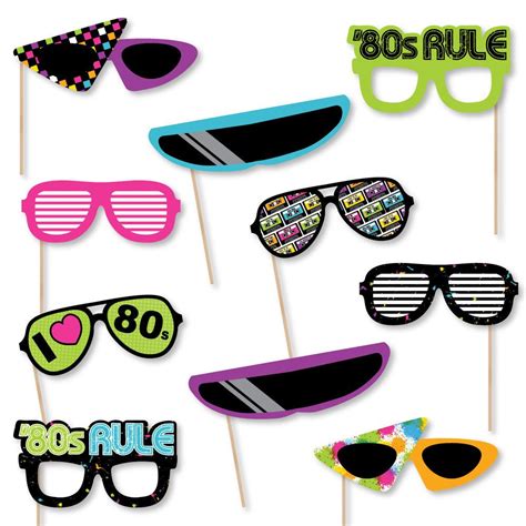80s Retro Photo Booth Accessories Fun Selfie 1980s Decade Party Card