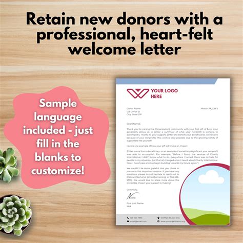 NEW DONOR WELCOME Letter Canva Template, Customizable, Editable, Donor