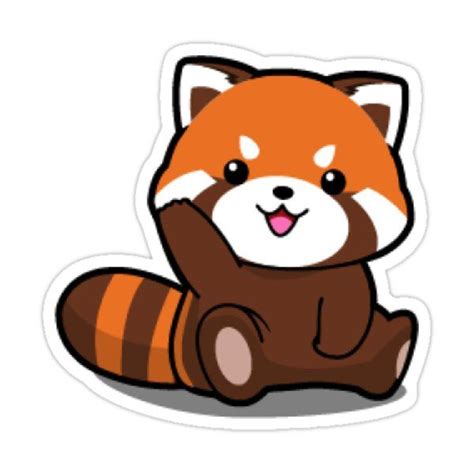 Red Cute Panda Sticker By Deepsweller Red Panda Cartoon Red Panda