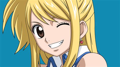 Blonde Smiling Anime Girls Fairy Tail Heartfilia Lucy Wink 3840x2160 Wallpaper