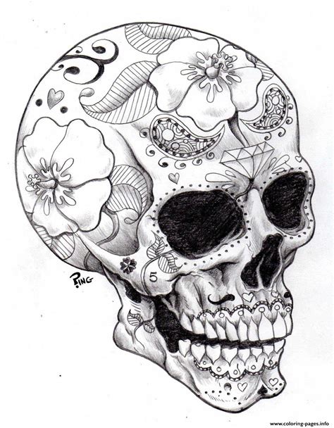 Adult Halloween Sugar Skull 2 Coloring Page Printable