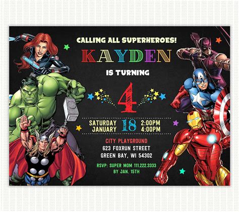 Marvel Avengers Birthday Invitation Perfect Party Prints