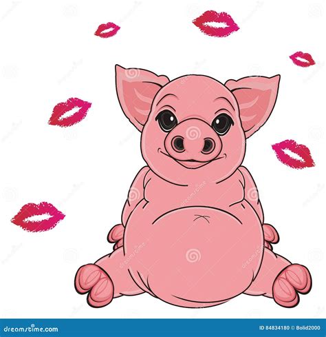 Pig And Kisses Stock Illustration Illustration Of Animal 84834180