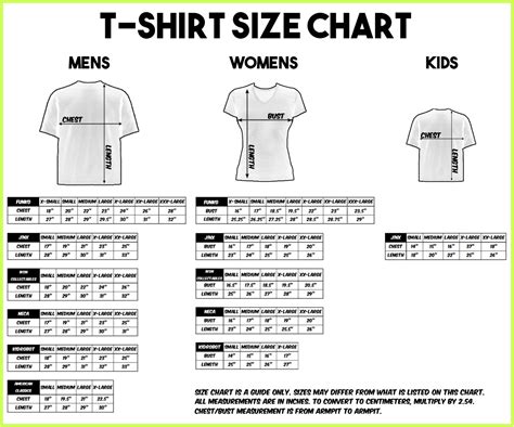 T Shirt Sizing Chart Anatomic Vlr Eng Br