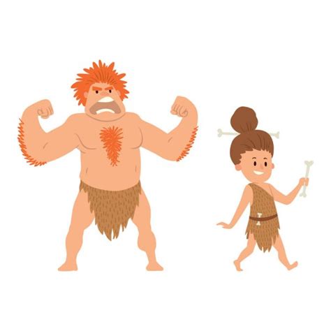 Caveman Primitive Stone Age Cartoon Neanderthal People Character