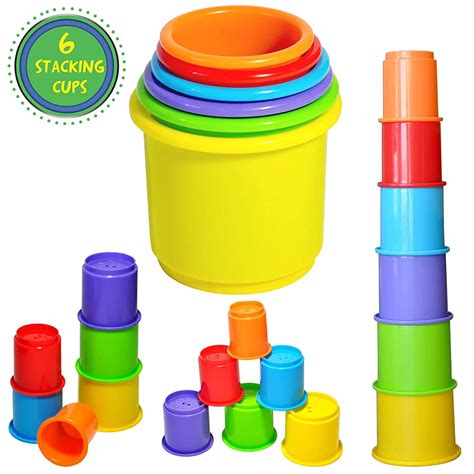 Kids Plastic Stacked Cups Stack Up Cups Children Educational Toys Baby