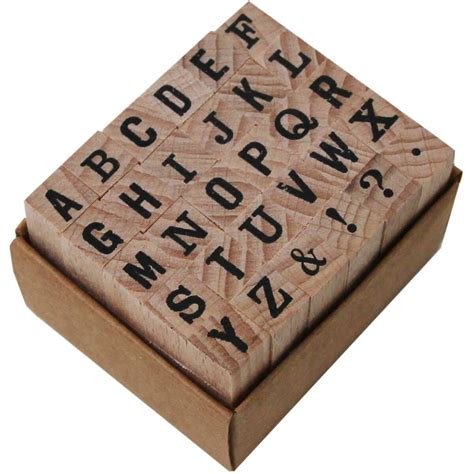 Block Mini Alphabet Wooden Stamp Set 30 Pieces Hobbycraft