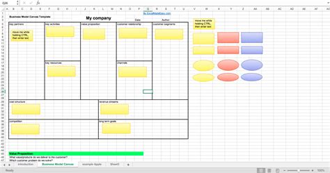 Business Model Canvas 101 Excel Template Eloquens