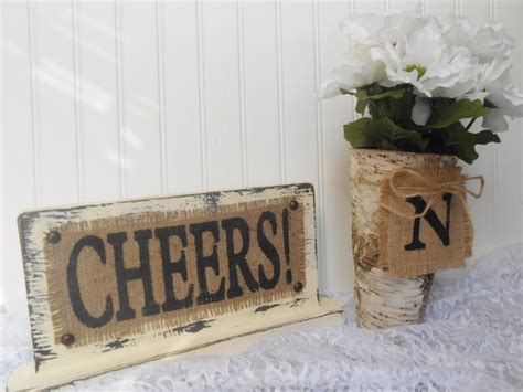 A Toast To The Bride And Groom Cheers Burlap Wedding Sign Etsy