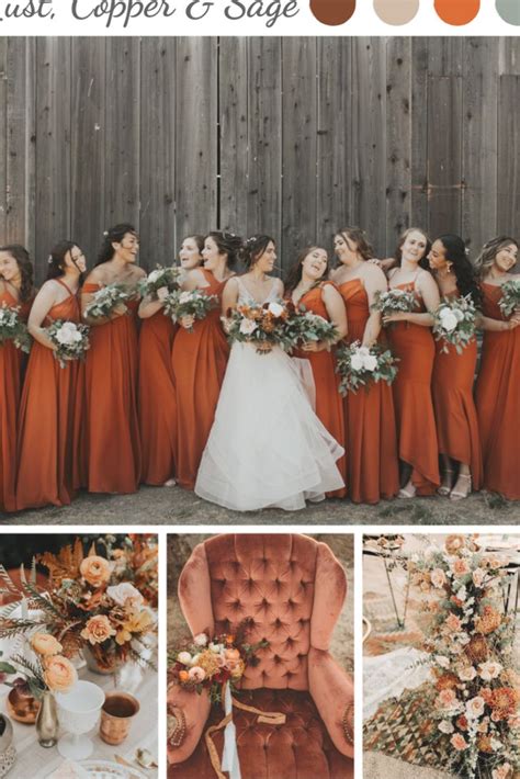 Burnt Orange Hues Are Complemented By Fresh Greenery In This Bride S