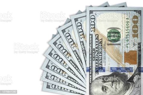 American Money Hundred Dollar Bill Isolated On White Background