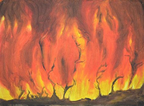 Blazing Fire Painting By Usha Shantharam