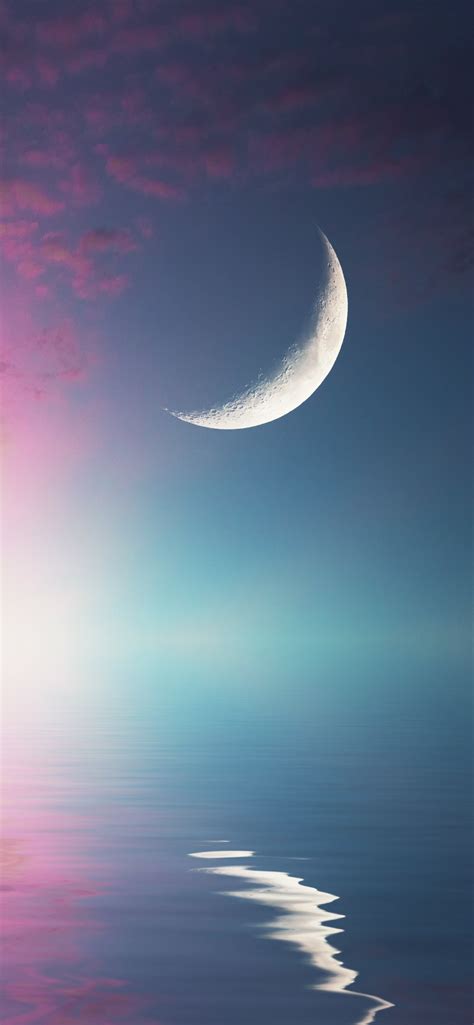 Crescent Moon Reflection On Water