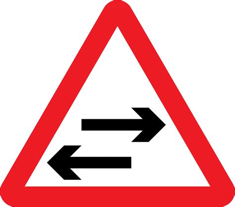 Two Way Traffic Crosses One Way Road Road Sign Road Traffic Warning