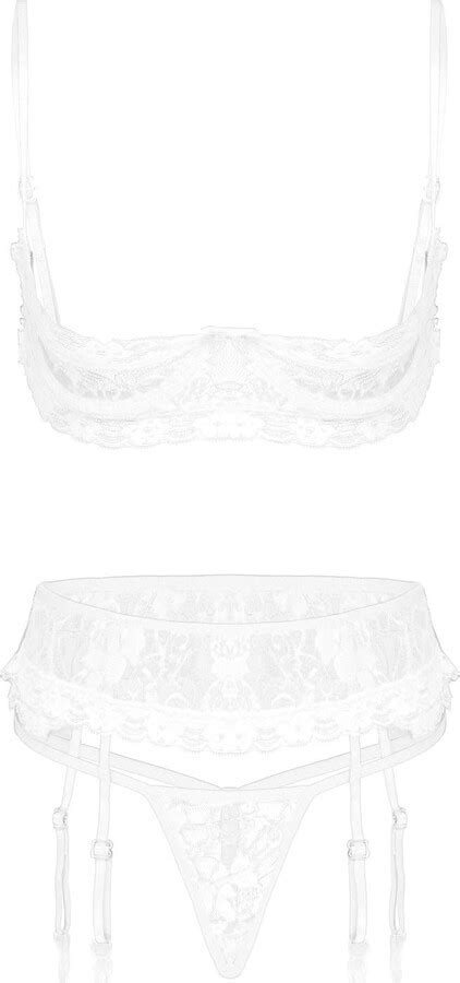chictry women s sexy 3 piece lace 1 4 cup push up underwire shelf bra tops and panty lingerie