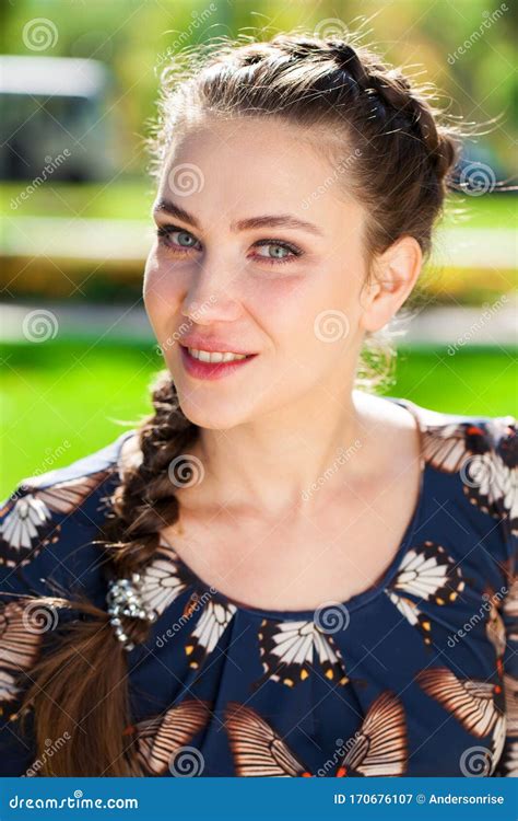 Portrait Close Up Of Young Beautiful Brunette Woman Stock Image Image