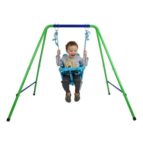 Folding Toddler Swing Frame Secure Swing Set With Safety Seat For Baby