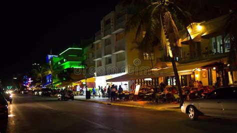 Nightlife At Ocean Drives Street South Beach Miami Stock Footage