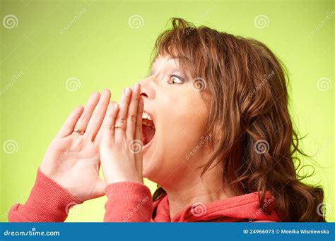 Beautiful Woman Loud Screaming Stock Image Image Of Shock Girl 24966073