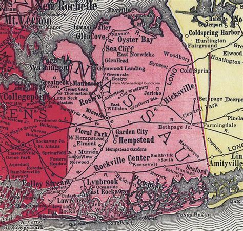Nassau County New York Map Rand McNally Hempstead Mineola Syosset Woodbury