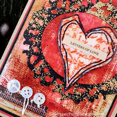 Sewpaperpaint Tim Holtz Mixed Media Enameled Hearts Card